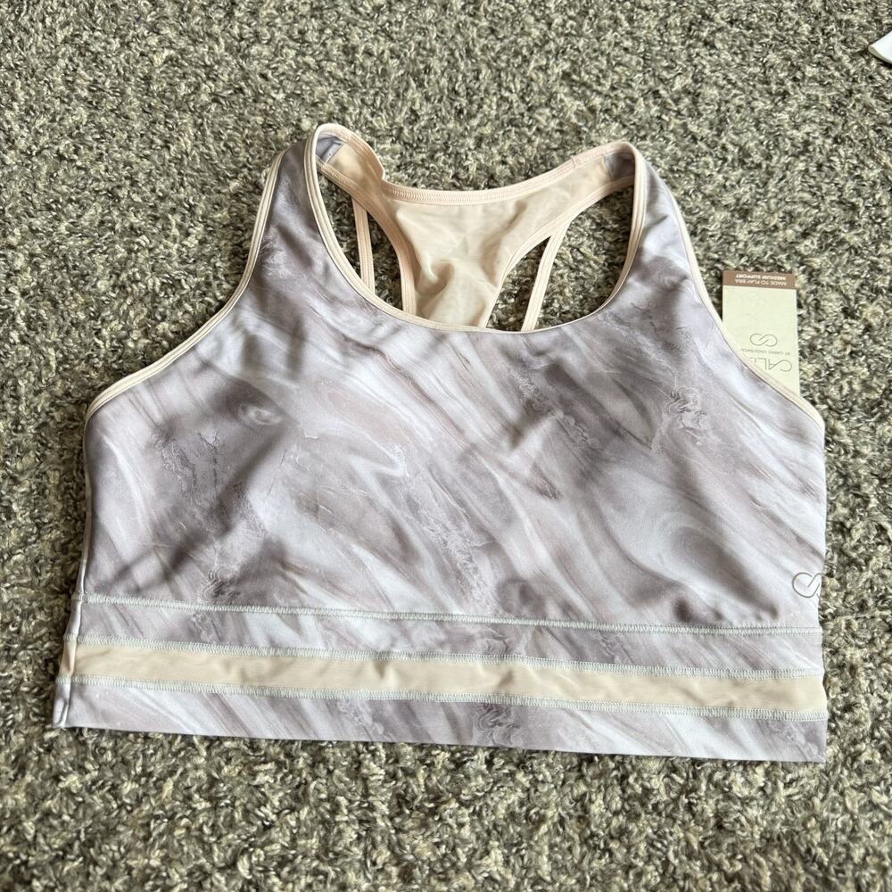 CALIA Carrie Underwood Made To Play Sports Bra Purple Marble Mesh Insert XL NEW